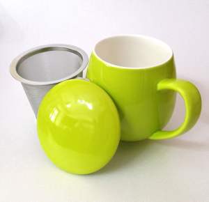 Tisaniera con tappo porcellana e filtro acciaio Zaira Verde 0,35 lt