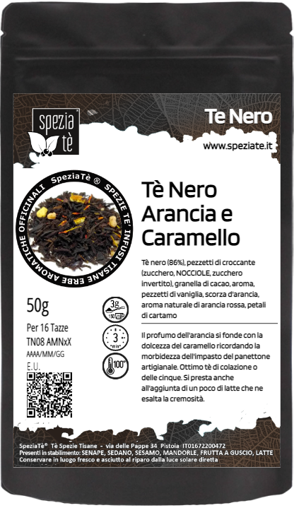 Tè Nero Arancia e Caramello in Busta richiudibile Salva Fragranza