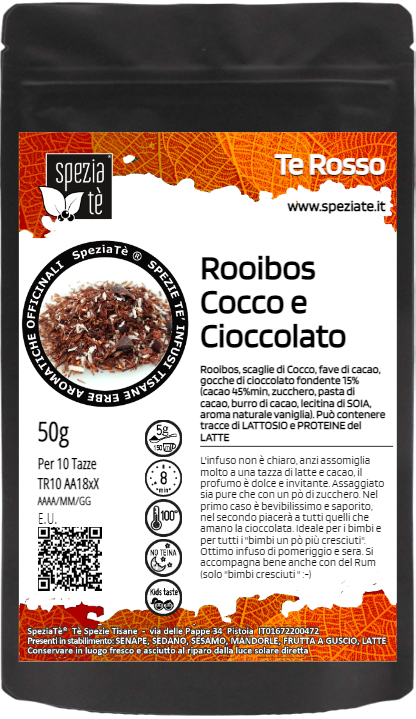 Tè Rosso Rooibos Cocco e Cioccolato in Busta richiudibile Salva Fragranza