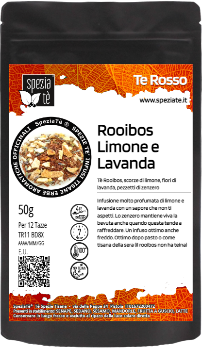 Tè Rooibos Limone, Zenzero e Lavanda in Busta richiudibile Salva Fragranza